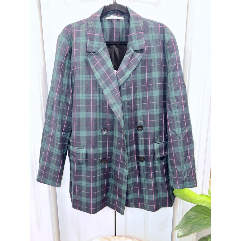 Vintage Inspired Plaid Blazer Jacket Green Pink Preppy Academia Primark